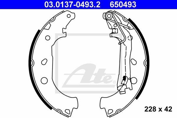 Bremsbackensatz Hinterachse ATE 03.0137-0493.2 von ATE