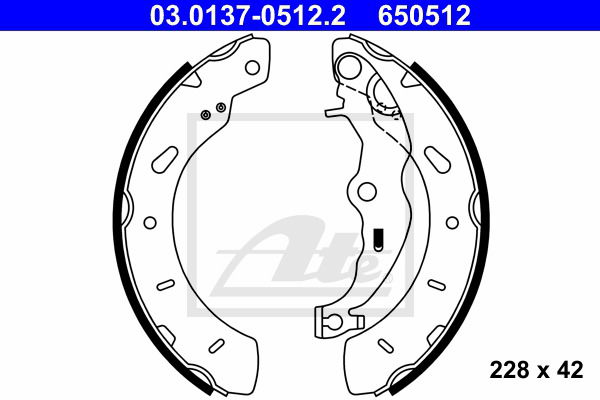 Bremsbackensatz Hinterachse ATE 03.0137-0512.2 von ATE