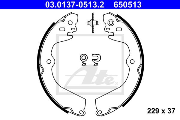 Bremsbackensatz Hinterachse ATE 03.0137-0513.2 von ATE