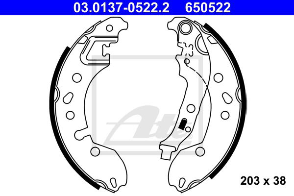 Bremsbackensatz Hinterachse ATE 03.0137-0522.2 von ATE