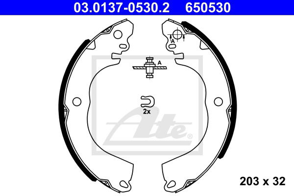 Bremsbackensatz Hinterachse ATE 03.0137-0530.2 von ATE