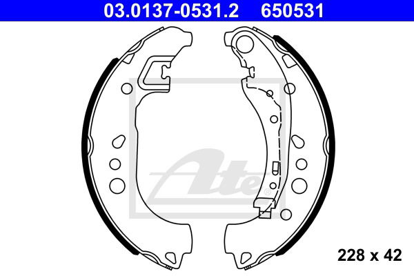 Bremsbackensatz Hinterachse ATE 03.0137-0531.2 von ATE