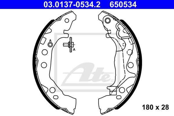 Bremsbackensatz Hinterachse ATE 03.0137-0534.2 von ATE