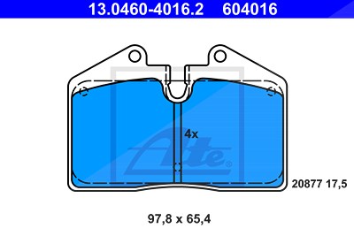 Ate Bremsbelagsatz, Scheibenbremse [Hersteller-Nr. 13.0460-4016.2] für Porsche von ATE