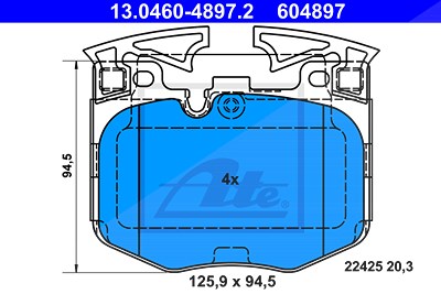 Ate Bremsbelagsatz, Scheibenbremse [Hersteller-Nr. 13.0460-4897.2] für BMW, Toyota von ATE