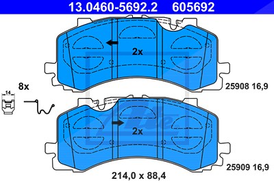 Ate Bremsbelagsatz, Scheibenbremse [Hersteller-Nr. 13.0460-5692.2] für Audi, VW von ATE