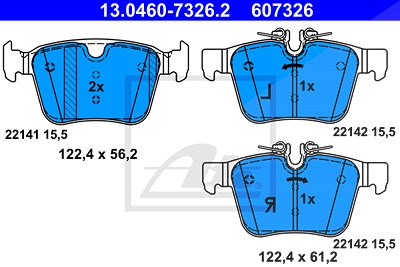 Ate Bremsbeläge hinten (Satz) [Hersteller-Nr. 13.0460-7326.2] für Volvo, Land Rover, Jaguar von ATE