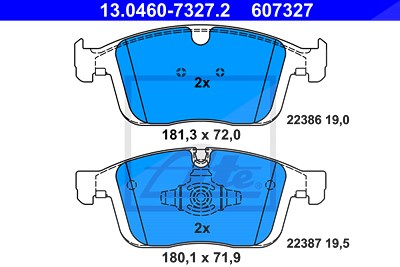 Ate Bremsbelagsatz, Scheibenbremse [Hersteller-Nr. 13.0460-7327.2] für Volvo von ATE
