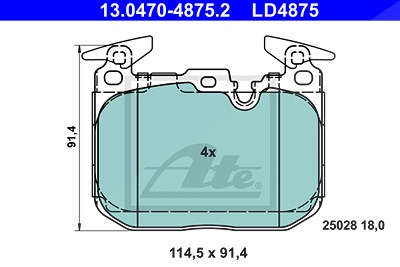 Ate CERAMIC Bremsbelagsatz vorne [Hersteller-Nr. 13.0470-4875.2] für BMW von ATE