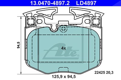 Ate CERAMIC Bremsbelagsatz vorne [Hersteller-Nr. 13.0470-4897.2] für BMW, Toyota von ATE