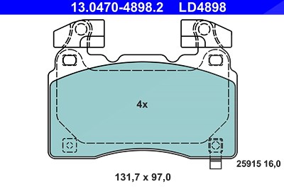 Ate Bremsbelagsatz, Scheibenbremse [Hersteller-Nr. 13.0470-4898.2] für Chevrolet, Opel von ATE