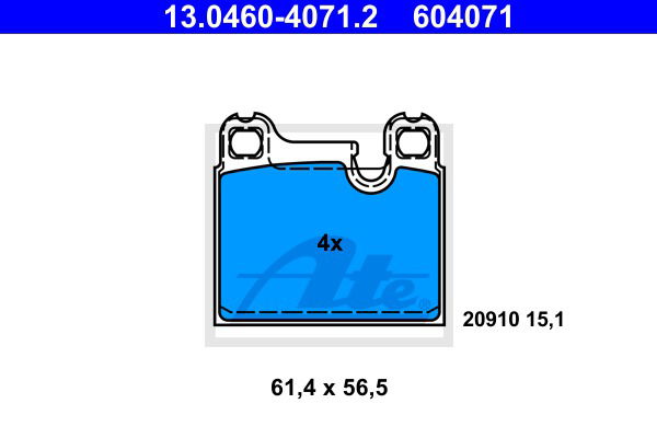 Bremsbelagsatz, Scheibenbremse ATE 13.0460-4071.2 von ATE
