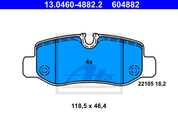 Bremsbelagsatz, Scheibenbremse Hinterachse ATE 13.0460-4882.2 von ATE