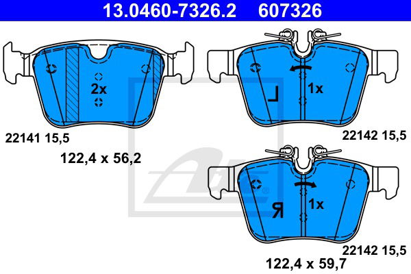 Bremsbelagsatz, Scheibenbremse Hinterachse ATE 13.0460-7326.2 von ATE