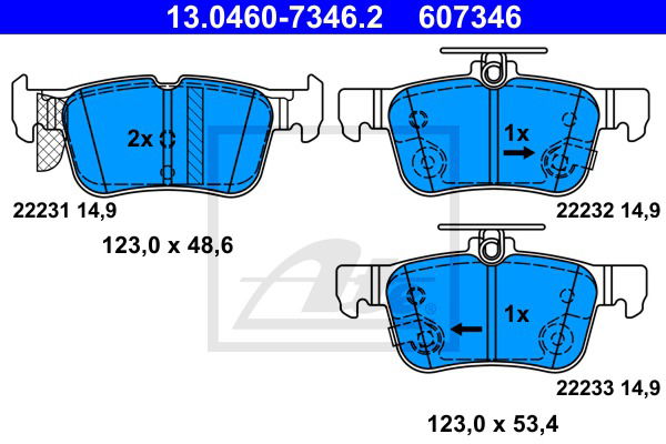 Bremsbelagsatz, Scheibenbremse Hinterachse ATE 13.0460-7346.2 von ATE