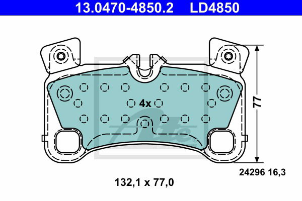 Bremsbelagsatz, Scheibenbremse Hinterachse ATE 13.0470-4850.2 von ATE