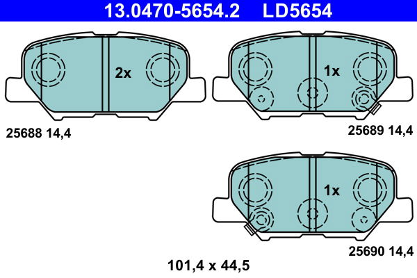 Bremsbelagsatz, Scheibenbremse Hinterachse ATE 13.0470-5654.2 von ATE