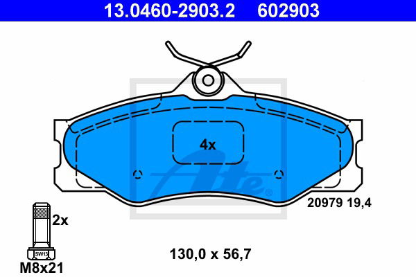 Bremsbelagsatz, Scheibenbremse Vorderachse ATE 13.0460-2903.2 von ATE