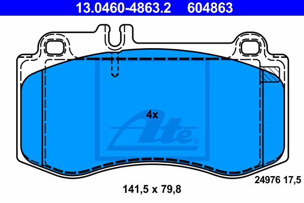 Bremsbelagsatz, Scheibenbremse Vorderachse ATE 13.0460-4863.2 von ATE