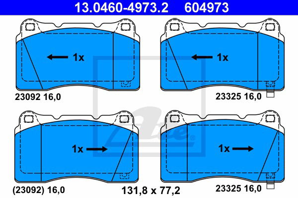 Bremsbelagsatz, Scheibenbremse Vorderachse ATE 13.0460-4973.2 von ATE