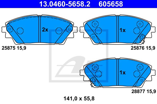 Bremsbelagsatz, Scheibenbremse Vorderachse ATE 13.0460-5658.2 von ATE