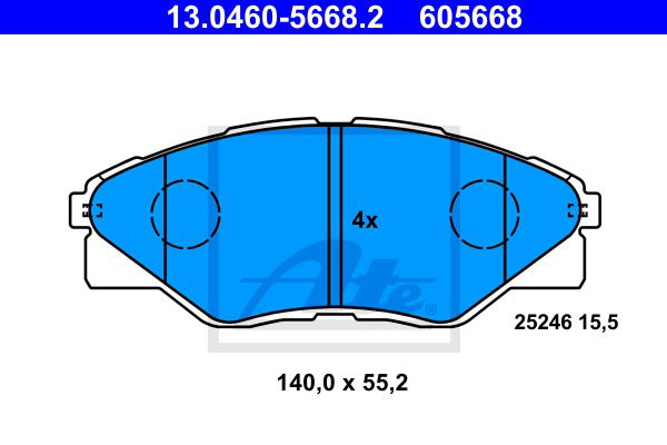 Bremsbelagsatz, Scheibenbremse Vorderachse ATE 13.0460-5668.2 von ATE