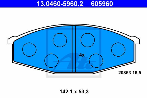 Bremsbelagsatz, Scheibenbremse Vorderachse ATE 13.0460-5960.2 von ATE