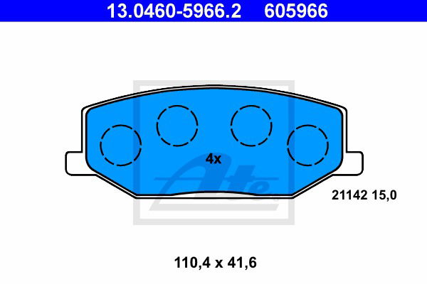 Bremsbelagsatz, Scheibenbremse Vorderachse ATE 13.0460-5966.2 von ATE