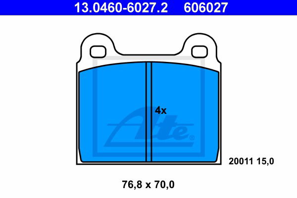 Bremsbelagsatz, Scheibenbremse Vorderachse ATE 13.0460-6027.2 von ATE