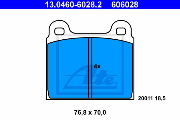 Bremsbelagsatz, Scheibenbremse Vorderachse ATE 13.0460-6028.2 von ATE