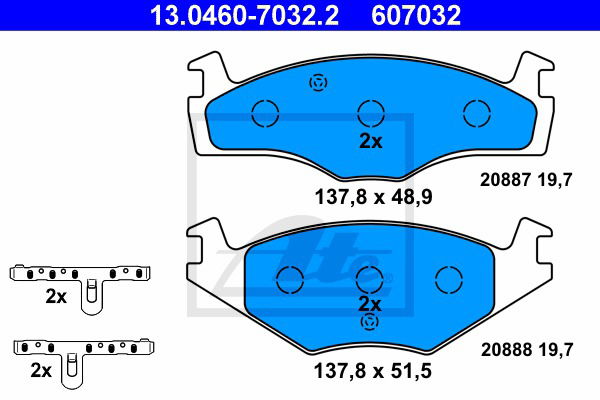 Bremsbelagsatz, Scheibenbremse Vorderachse ATE 13.0460-7032.2 von ATE