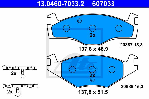 Bremsbelagsatz, Scheibenbremse Vorderachse ATE 13.0460-7033.2 von ATE