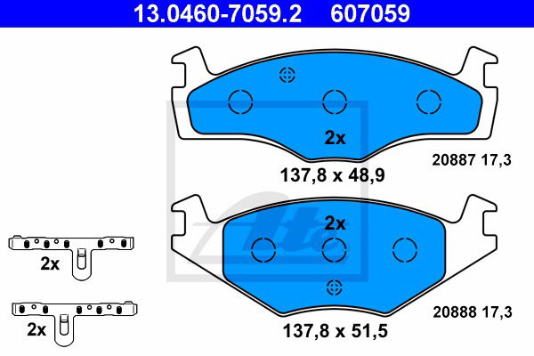 Bremsbelagsatz, Scheibenbremse Vorderachse ATE 13.0460-7059.2 von ATE