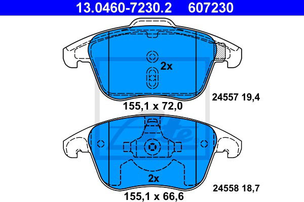 Bremsbelagsatz, Scheibenbremse Vorderachse ATE 13.0460-7230.2 von ATE