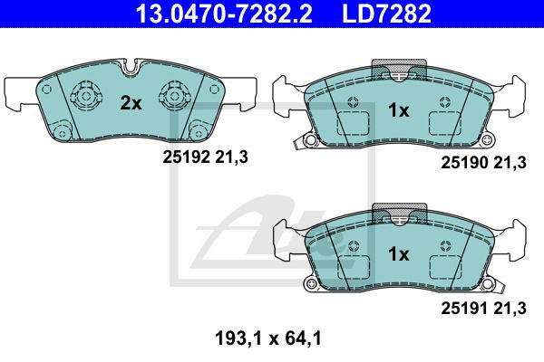 Bremsbelagsatz, Scheibenbremse Vorderachse ATE 13.0470-7282.2 von ATE