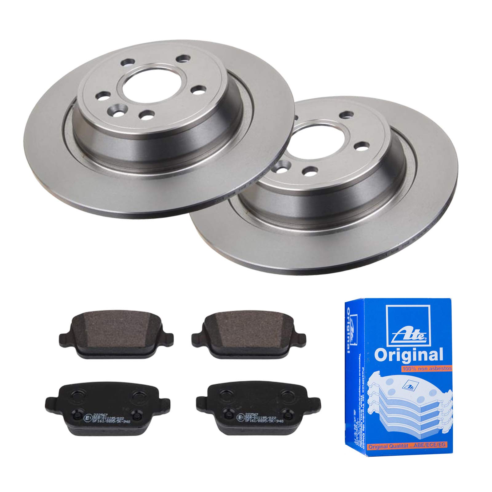 2 Bremsscheiben + Bremsbelagsatz ATE 3er Set Voll Ø302 mm Hinten Bremsenset 3tlg von ATE Bundle