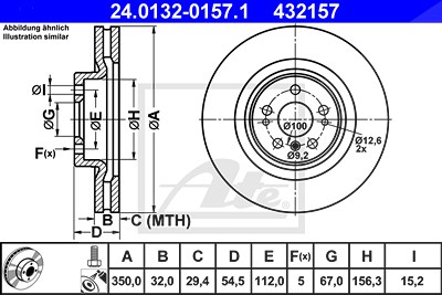 Ate 1x Bremsscheibe [Hersteller-Nr. 24.0132-0157.1] für Mercedes-Benz von ATE