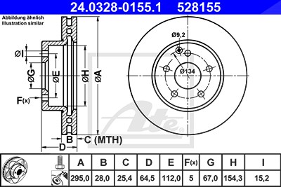 Ate 1x Bremsscheibe [Hersteller-Nr. 24.0328-0155.1] für Mercedes-Benz von ATE