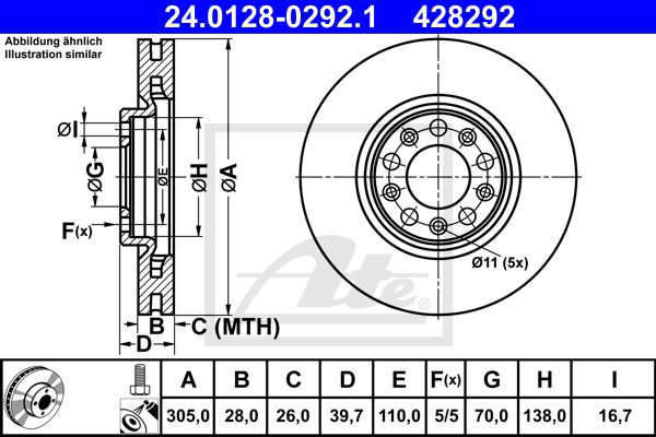 Bremsscheibe ATE 24.0128-0292.1 von ATE