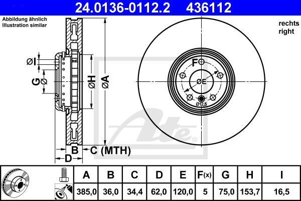 Bremsscheibe ATE 24.0136-0112.2 von ATE