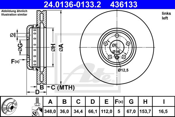 Bremsscheibe ATE 24.0136-0133.2 von ATE