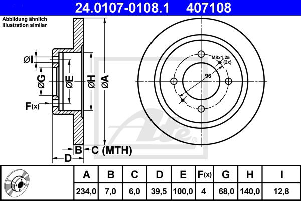 Bremsscheibe Hinterachse ATE 24.0107-0108.1 von ATE