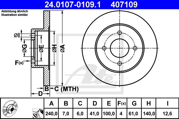 Bremsscheibe Hinterachse ATE 24.0107-0109.1 von ATE