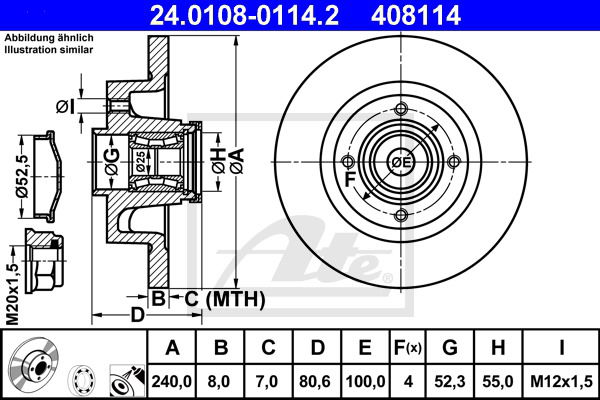 Bremsscheibe Hinterachse ATE 24.0108-0114.2 von ATE