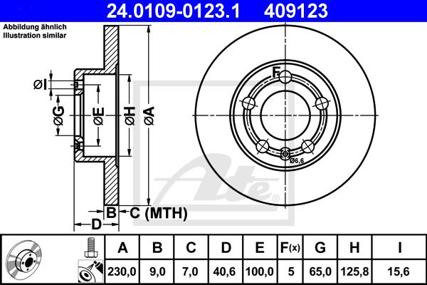 Bremsscheibe Hinterachse ATE 24.0109-0123.1 von ATE