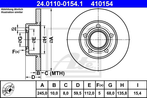 Bremsscheibe Hinterachse ATE 24.0110-0154.1 von ATE