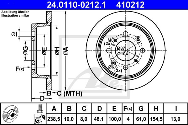 Bremsscheibe Hinterachse ATE 24.0110-0212.1 von ATE