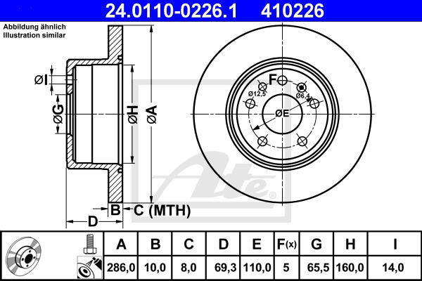 Bremsscheibe Hinterachse ATE 24.0110-0226.1 von ATE