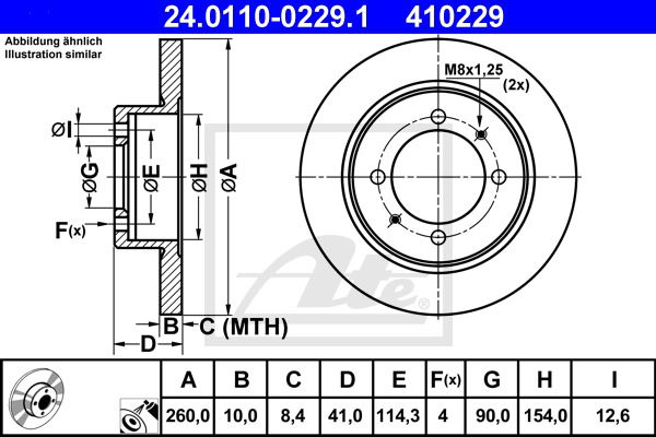 Bremsscheibe Hinterachse ATE 24.0110-0229.1 von ATE