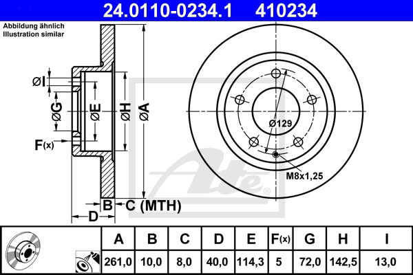 Bremsscheibe Hinterachse ATE 24.0110-0234.1 von ATE